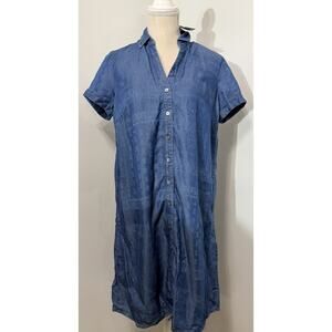 NEW J. Jill NEW Gorgeous Tencel Blue Indigo Print Shirtdress Boho Size XS